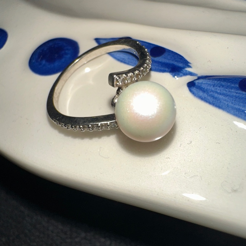 Fragrant jewels faux pearl ring sz 6